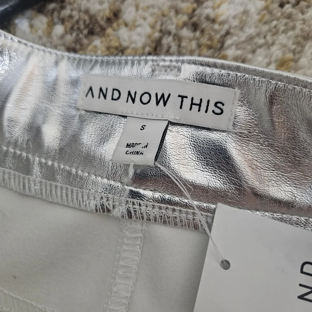 And Now This Metallic Faux Leather Mini Skirt NWT!